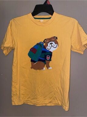 Boys Gymboree Yellow Bulldog Graphic Dog Tee with Backpack Design School Sz 10